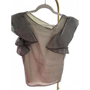 Valentino Polka Dot Ruffled Asymmetrical Blouse